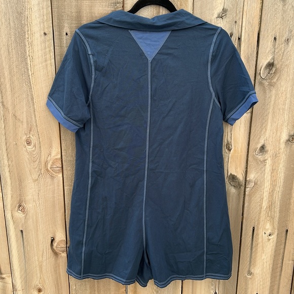 Free People Smooth Sailing Romper in Dark Denim Navy Combo - Picture 8 of 9